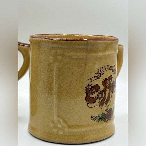 Vintage 70s ‘Fine Quality Coffee’ Mushroom Ceramic Mugs - Set of 2 Spice Brown - Picture 4 of 15